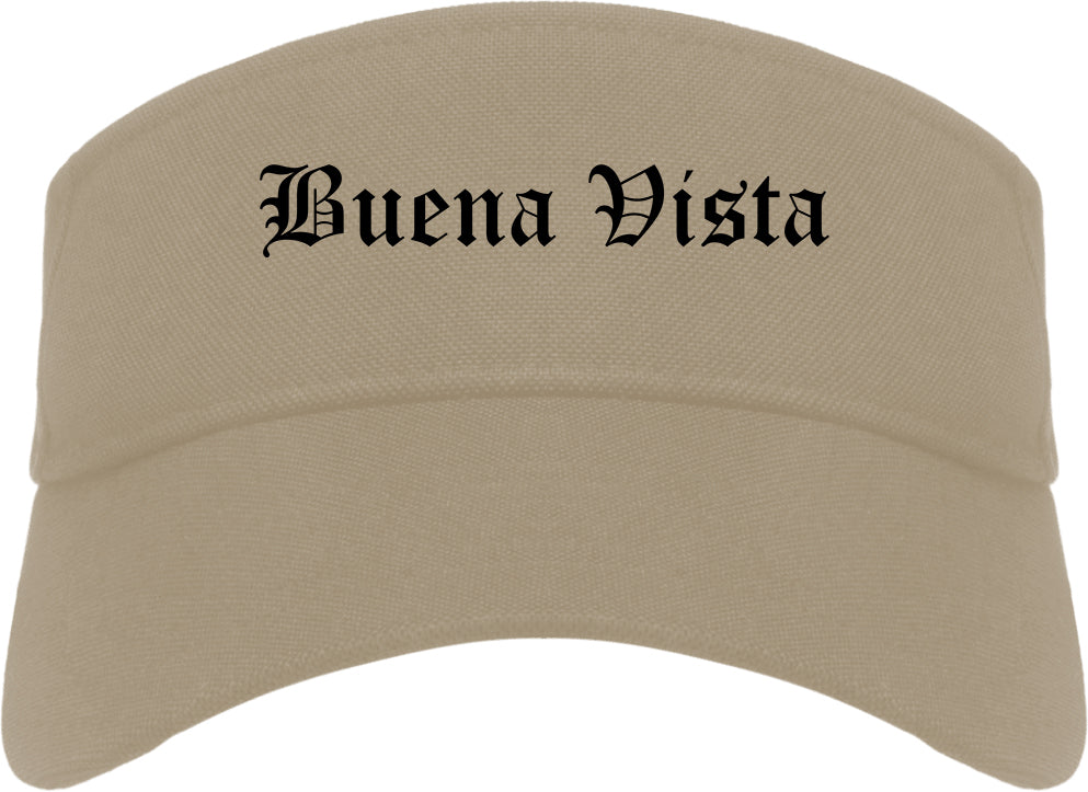 Buena Vista Virginia VA Old English Mens Visor Cap Hat Khaki