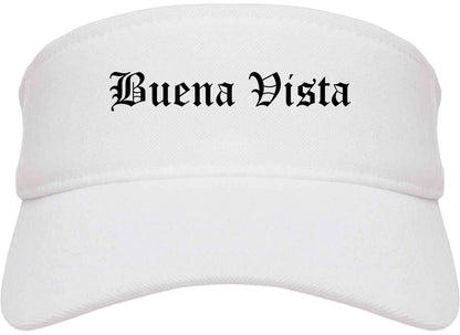 Buena Vista Virginia VA Old English Mens Visor Cap Hat White
