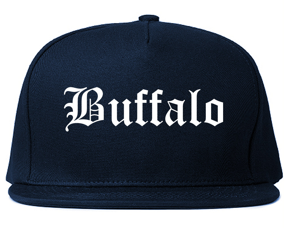 Buffalo Minnesota MN Old English Mens Snapback Hat Navy Blue