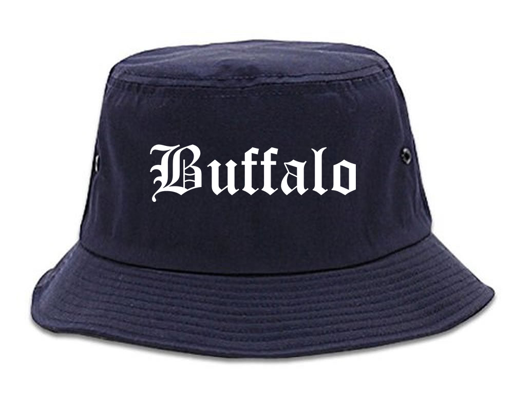 Buffalo Minnesota MN Old English Mens Bucket Hat Navy Blue