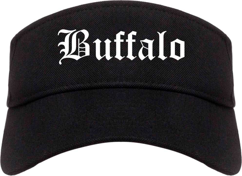 Buffalo Minnesota MN Old English Mens Visor Cap Hat Black