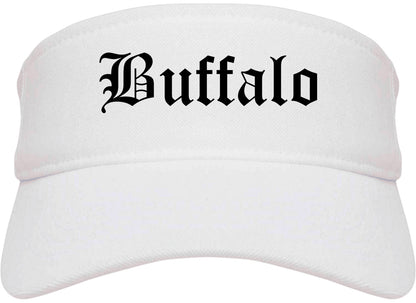 Buffalo Minnesota MN Old English Mens Visor Cap Hat White