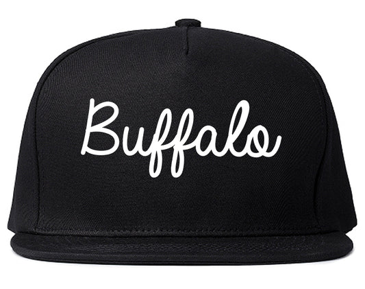 Buffalo New York NY Script Mens Snapback Hat Black