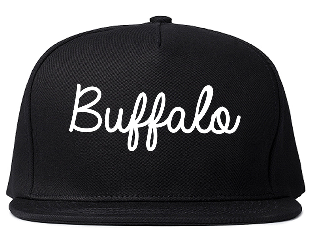 Buffalo New York NY Script Mens Snapback Hat Black