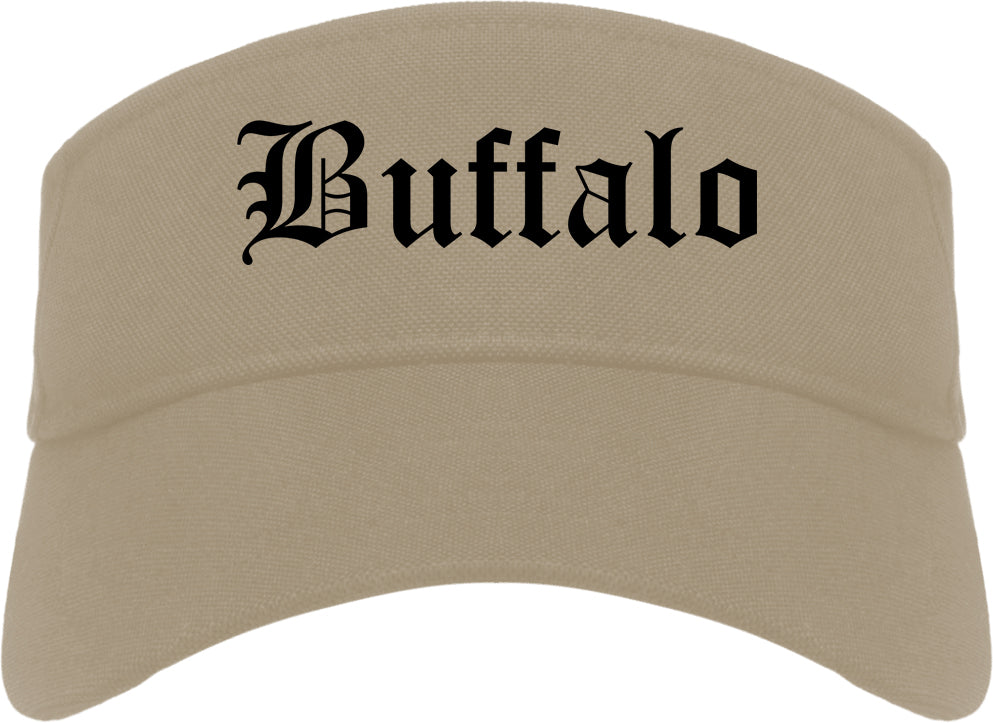 Buffalo New York NY Old English Mens Visor Cap Hat Khaki