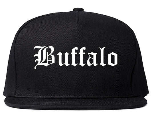 Buffalo Wyoming WY Old English Mens Snapback Hat Black