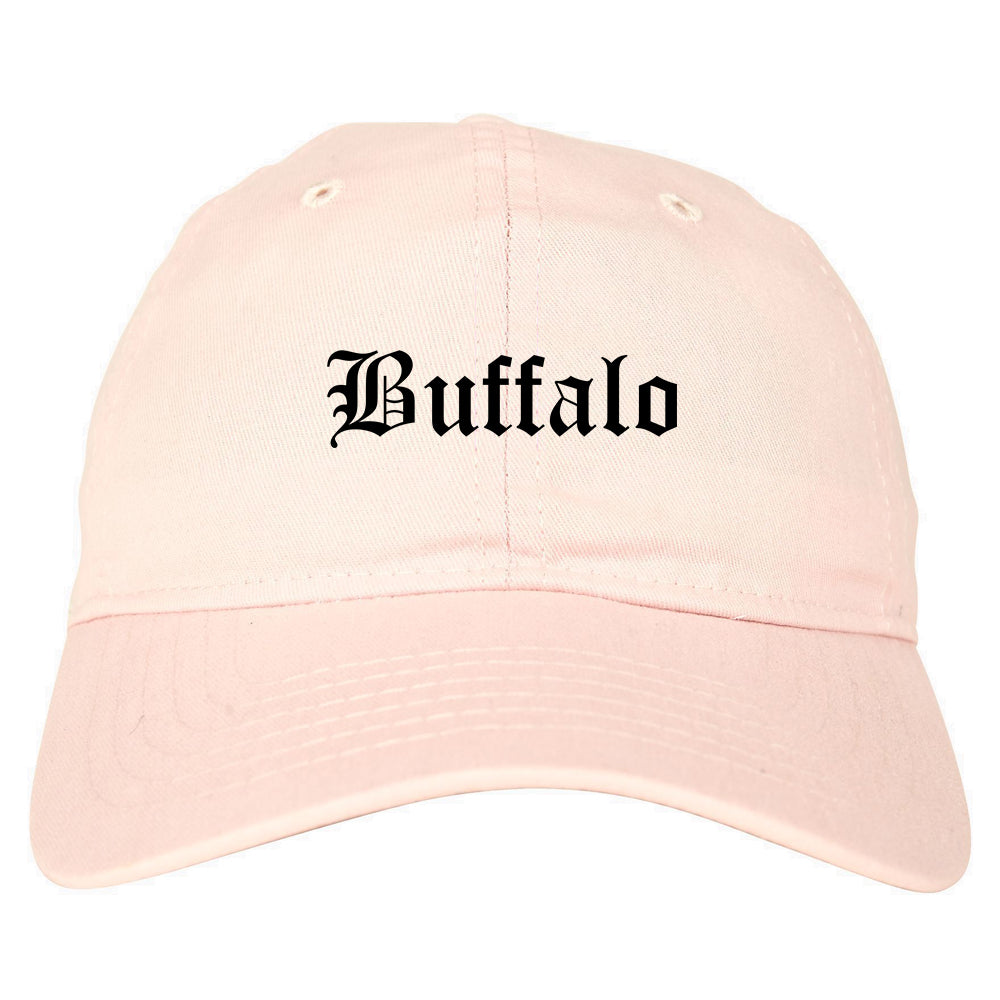 Buffalo Wyoming WY Old English Mens Dad Hat Baseball Cap Pink