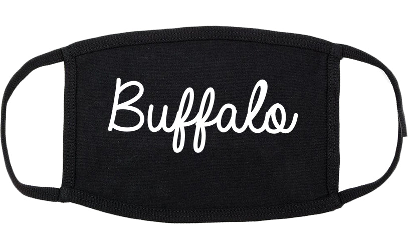 Buffalo Wyoming WY Script Cotton Face Mask Black