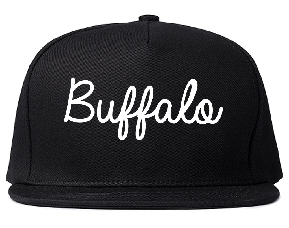 Buffalo Wyoming WY Script Mens Snapback Hat Black