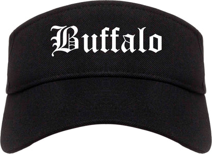 Buffalo Wyoming WY Old English Mens Visor Cap Hat Black