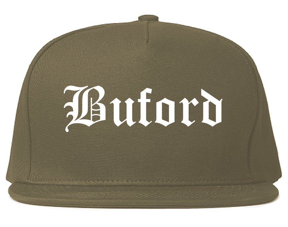 Buford Georgia GA Old English Mens Snapback Hat Grey
