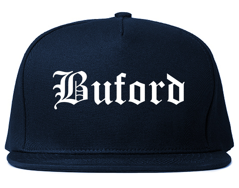 Buford Georgia GA Old English Mens Snapback Hat Navy Blue