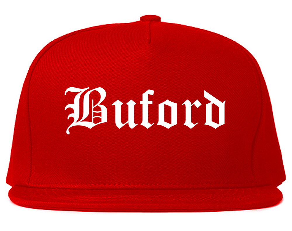 Buford Georgia GA Old English Mens Snapback Hat Red