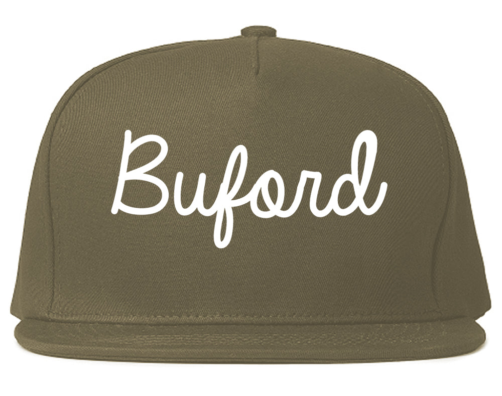 Buford Georgia GA Script Mens Snapback Hat Grey