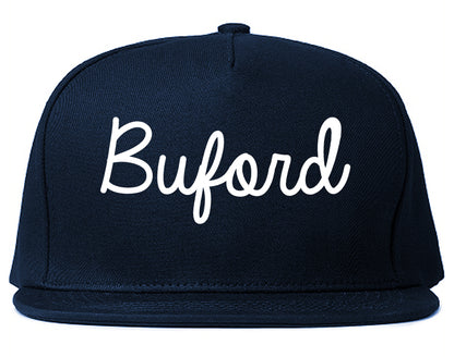 Buford Georgia GA Script Mens Snapback Hat Navy Blue