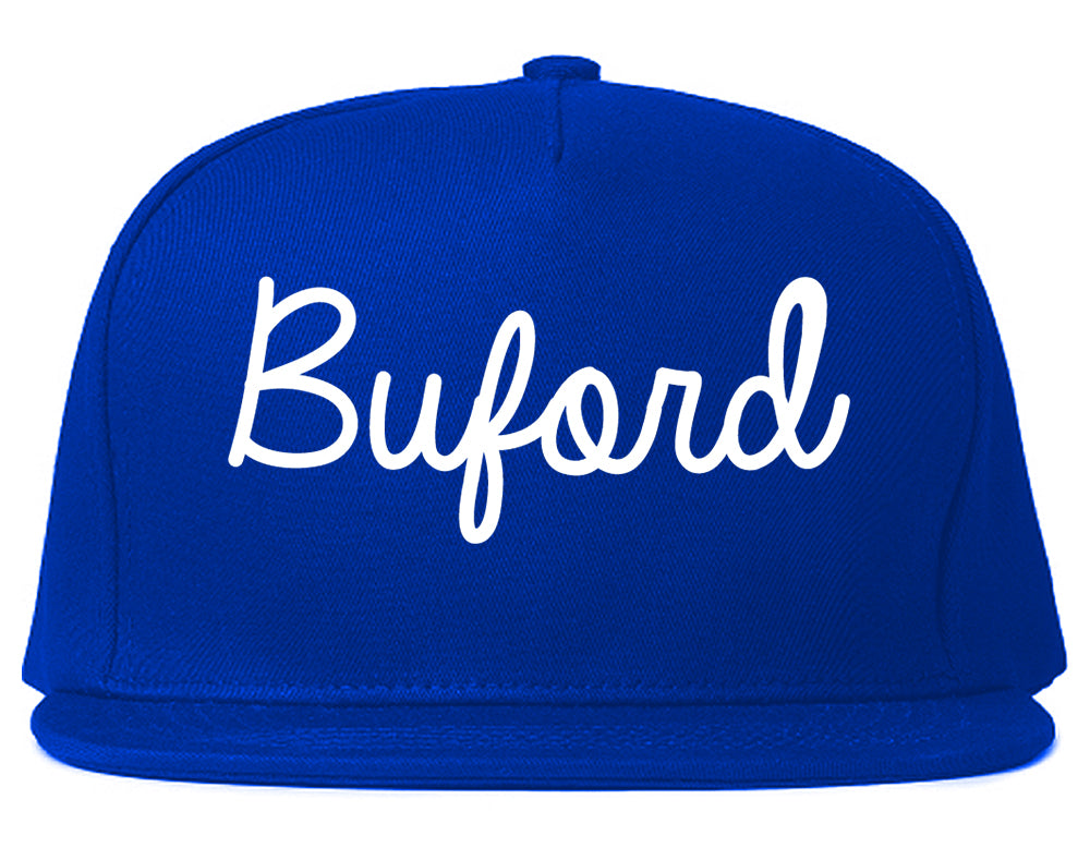 Buford Georgia GA Script Mens Snapback Hat Royal Blue