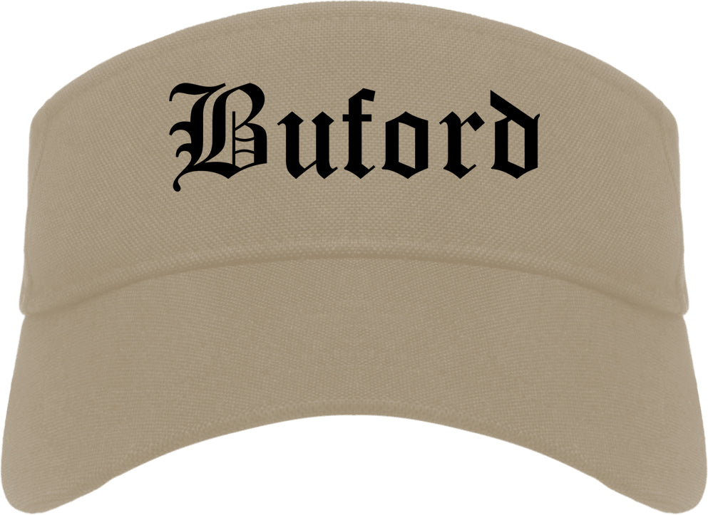 Buford Georgia GA Old English Mens Visor Cap Hat Khaki