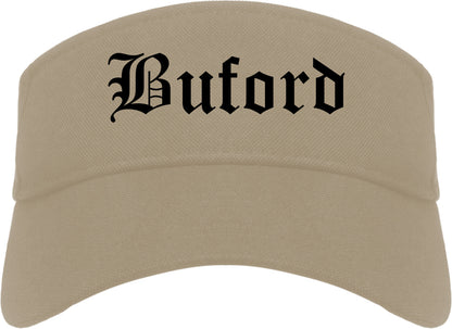 Buford Georgia GA Old English Mens Visor Cap Hat Khaki