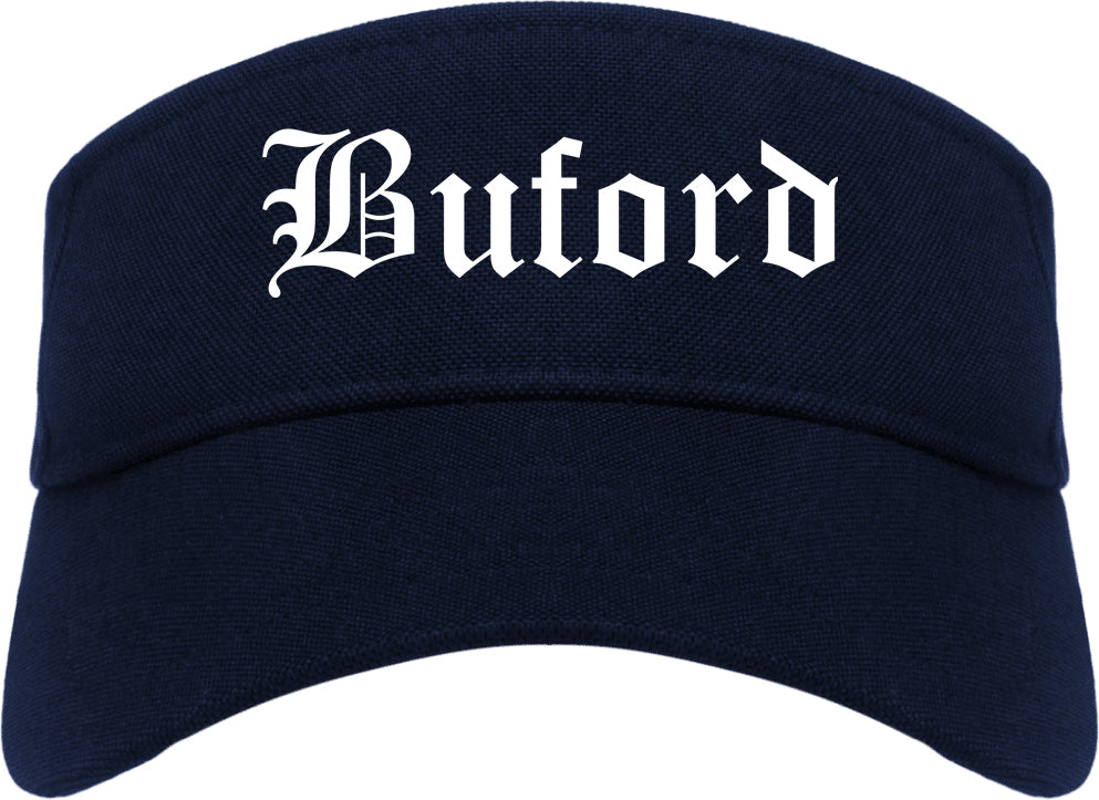 Buford Georgia GA Old English Mens Visor Cap Hat Navy Blue