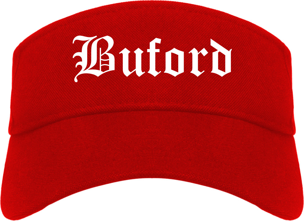 Buford Georgia GA Old English Mens Visor Cap Hat Red