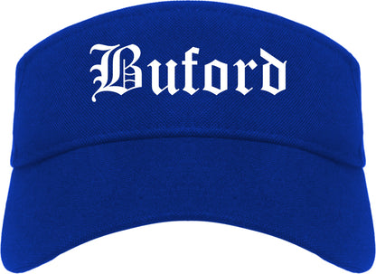 Buford Georgia GA Old English Mens Visor Cap Hat Royal Blue