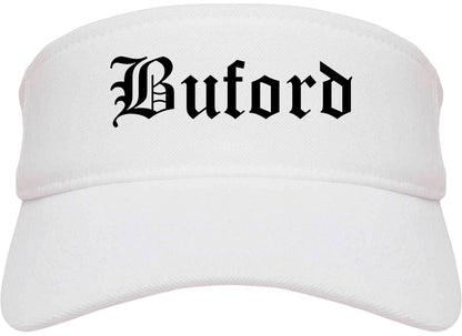 Buford Georgia GA Old English Mens Visor Cap Hat White
