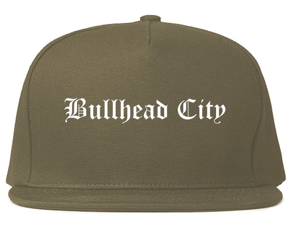 Bullhead City Arizona AZ Old English Mens Snapback Hat Grey