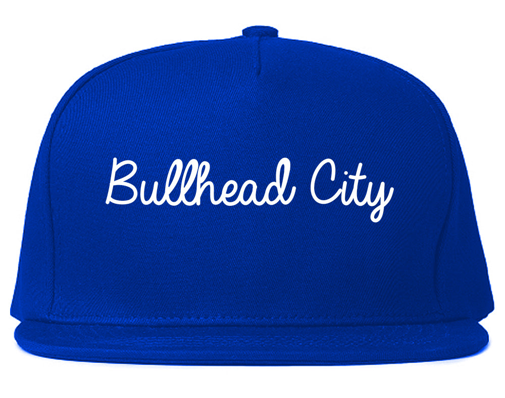 Bullhead City Arizona AZ Script Mens Snapback Hat Royal Blue