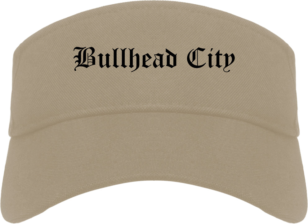 Bullhead City Arizona AZ Old English Mens Visor Cap Hat Khaki