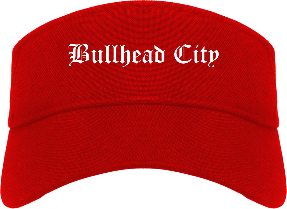 Bullhead City Arizona AZ Old English Mens Visor Cap Hat Red
