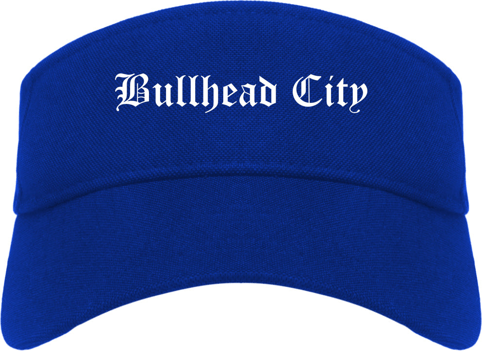 Bullhead City Arizona AZ Old English Mens Visor Cap Hat Royal Blue