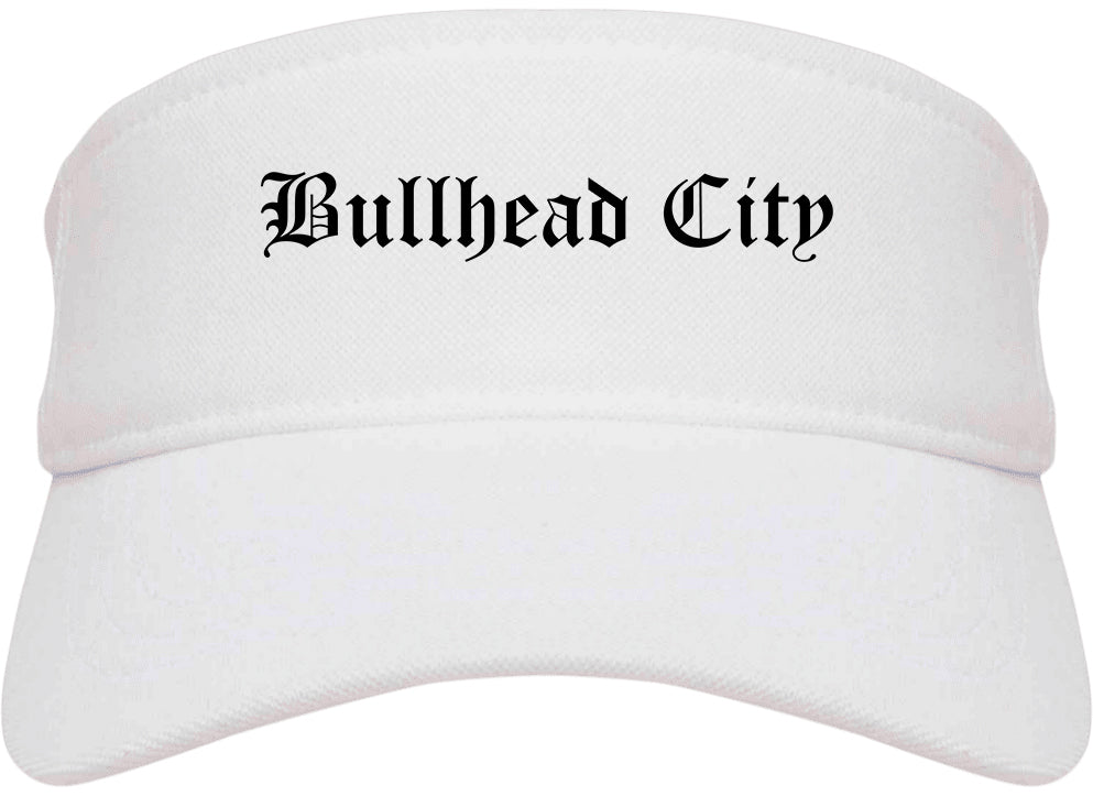 Bullhead City Arizona AZ Old English Mens Visor Cap Hat White