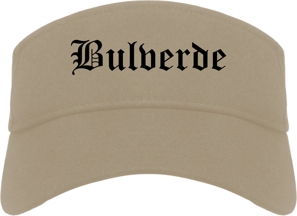 Bulverde Texas TX Old English Mens Visor Cap Hat Khaki