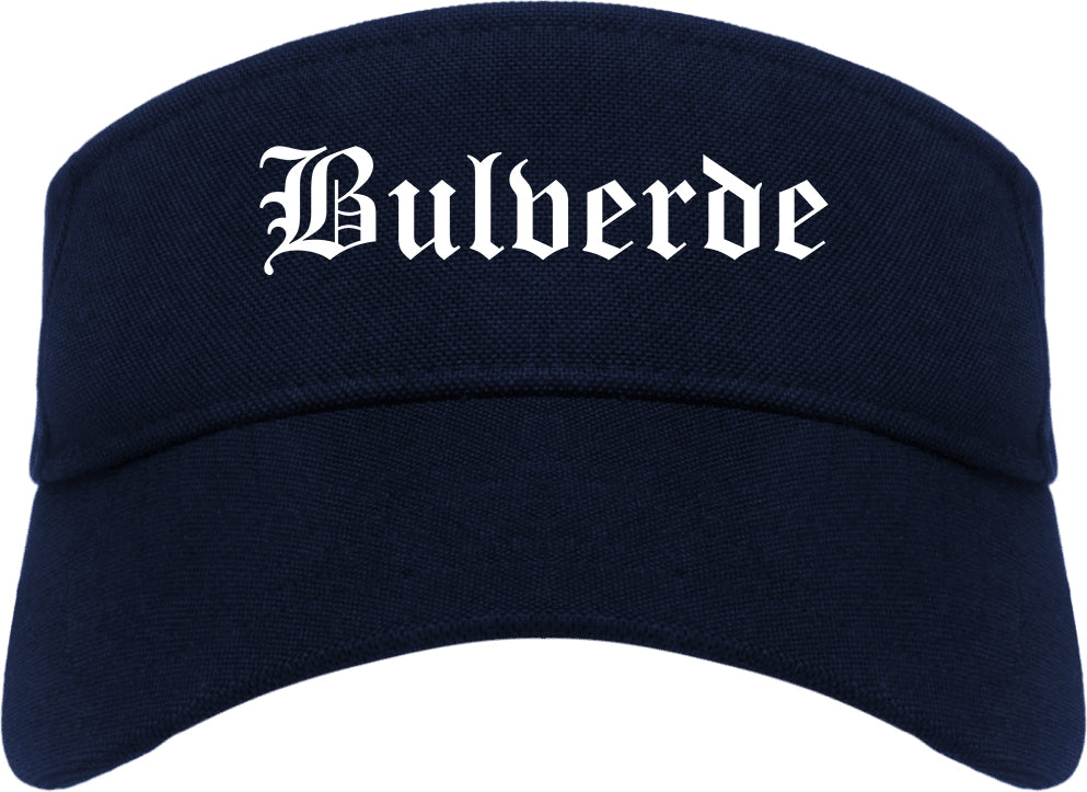 Bulverde Texas TX Old English Mens Visor Cap Hat Navy Blue