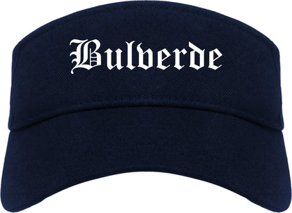 Bulverde Texas TX Old English Mens Visor Cap Hat Navy Blue
