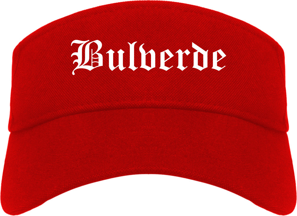 Bulverde Texas TX Old English Mens Visor Cap Hat Red