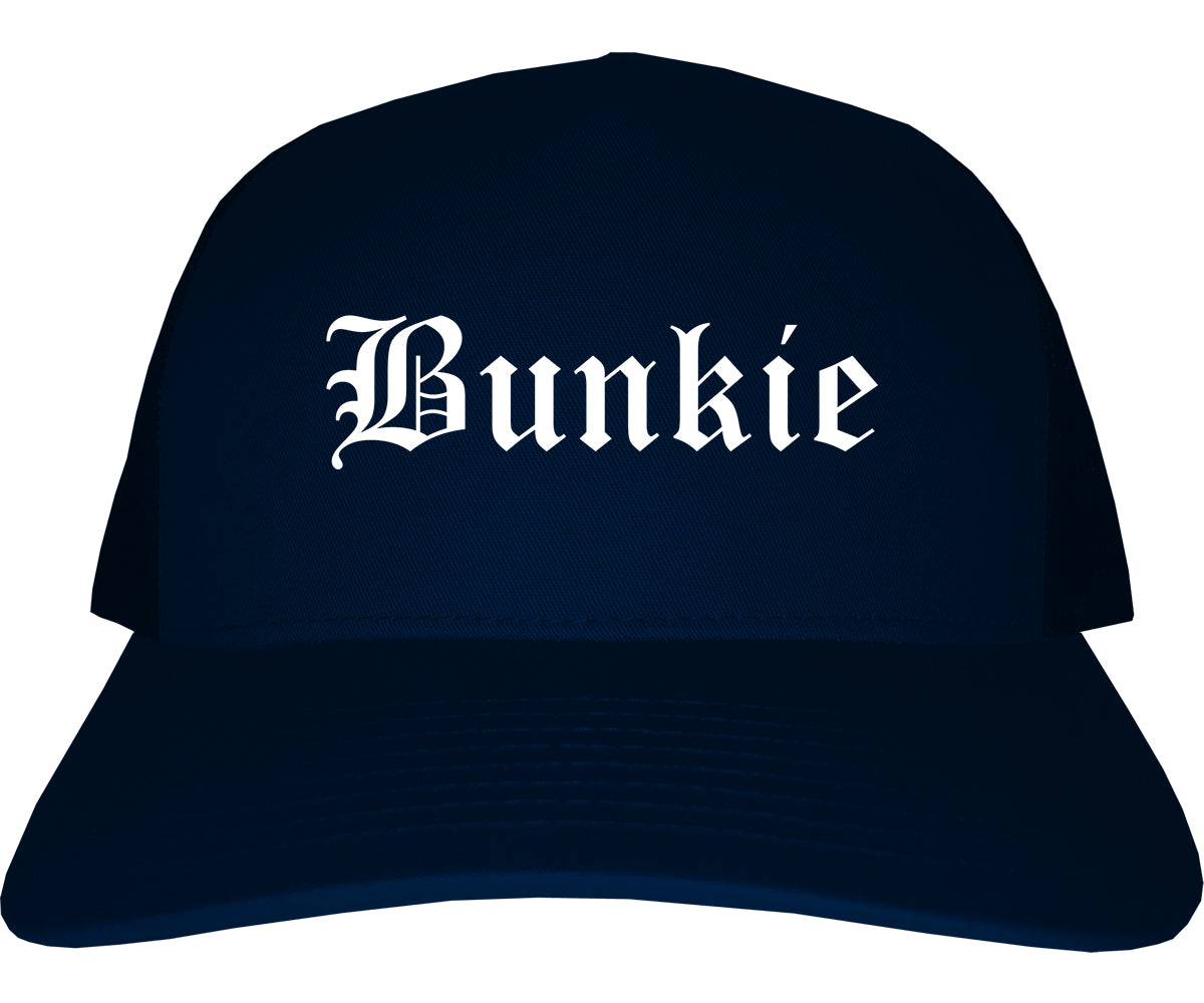 Bunkie Louisiana LA Old English Mens Trucker Hat Cap Navy Blue