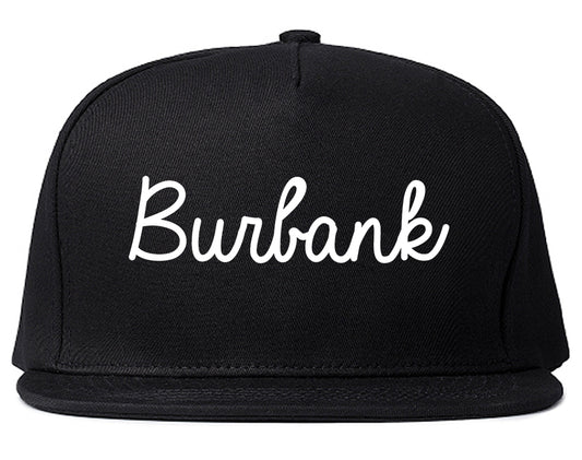 Burbank California CA Script Mens Snapback Hat Black