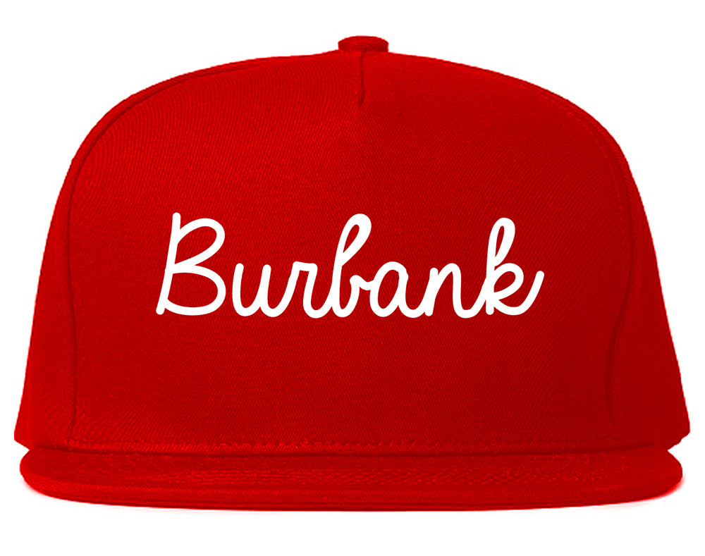 Burbank California CA Script Mens Snapback Hat Red