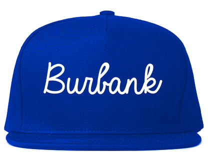 Burbank California CA Script Mens Snapback Hat Royal Blue