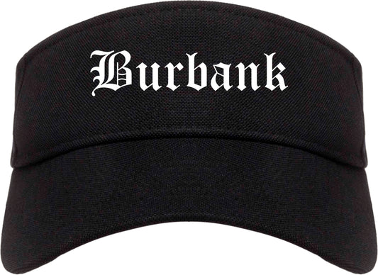 Burbank California CA Old English Mens Visor Cap Hat Black