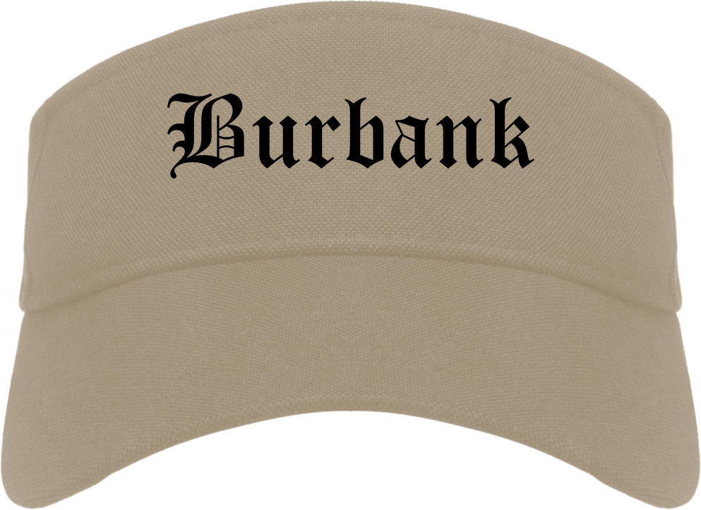 Burbank California CA Old English Mens Visor Cap Hat Khaki