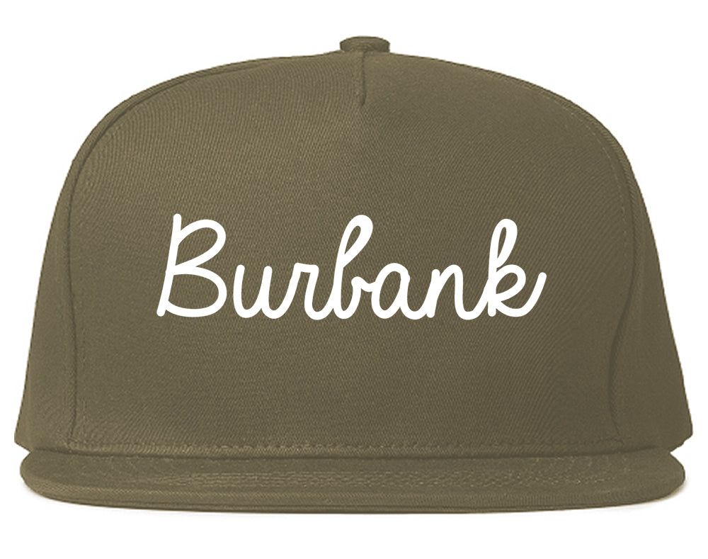 Burbank Illinois IL Script Mens Snapback Hat Grey
