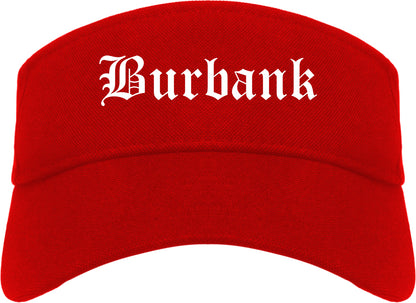 Burbank Illinois IL Old English Mens Visor Cap Hat Red