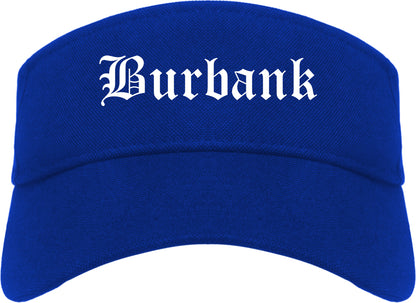 Burbank Illinois IL Old English Mens Visor Cap Hat Royal Blue