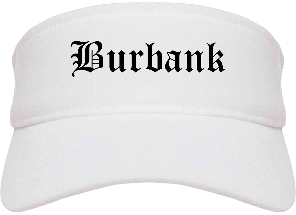 Burbank Illinois IL Old English Mens Visor Cap Hat White