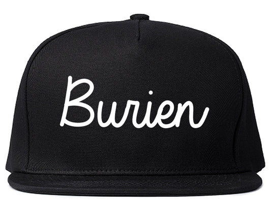 Burien Washington WA Script Mens Snapback Hat Black
