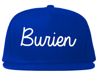 Burien Washington WA Script Mens Snapback Hat Royal Blue
