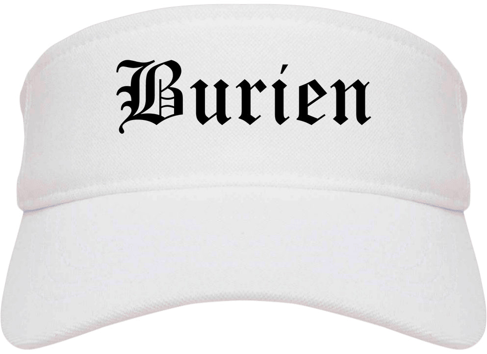 Burien Washington WA Old English Mens Visor Cap Hat White