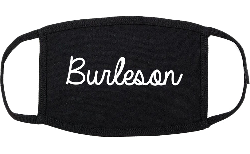 Burleson Texas TX Script Cotton Face Mask Black